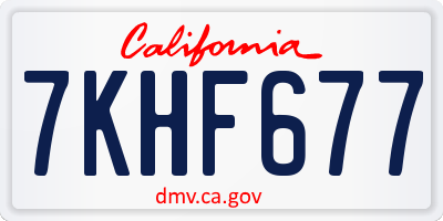 CA license plate 7KHF677
