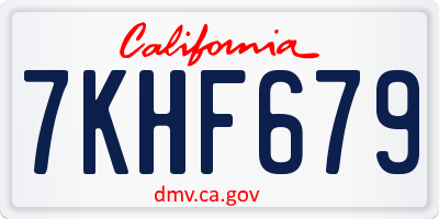CA license plate 7KHF679