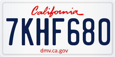 CA license plate 7KHF680