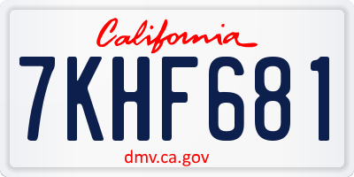 CA license plate 7KHF681