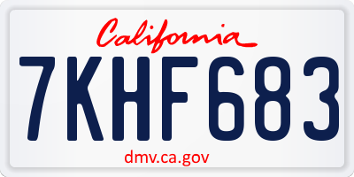 CA license plate 7KHF683