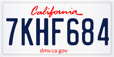 CA license plate 7KHF684