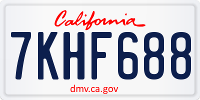 CA license plate 7KHF688