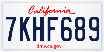 CA license plate 7KHF689