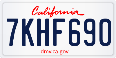 CA license plate 7KHF690