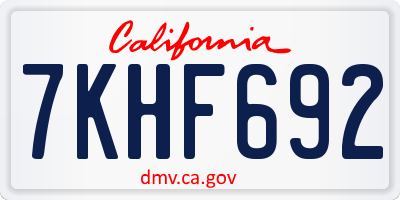 CA license plate 7KHF692