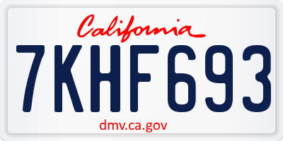 CA license plate 7KHF693
