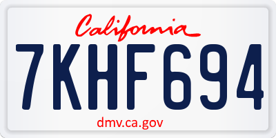 CA license plate 7KHF694