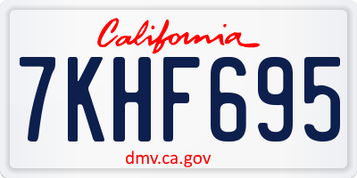 CA license plate 7KHF695