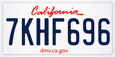 CA license plate 7KHF696