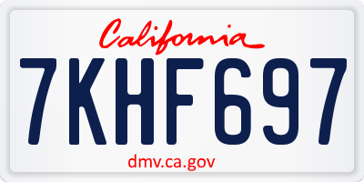 CA license plate 7KHF697