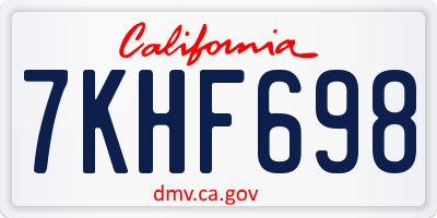 CA license plate 7KHF698
