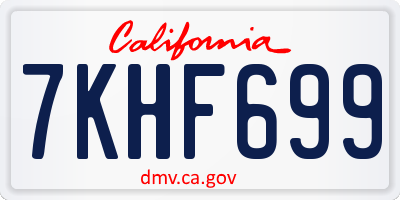 CA license plate 7KHF699