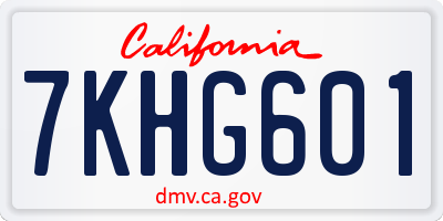 CA license plate 7KHG601