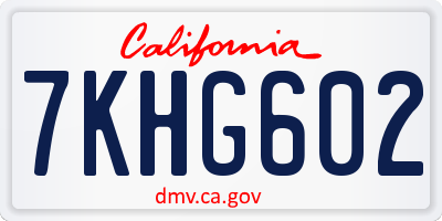 CA license plate 7KHG602