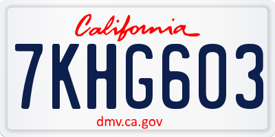 CA license plate 7KHG603