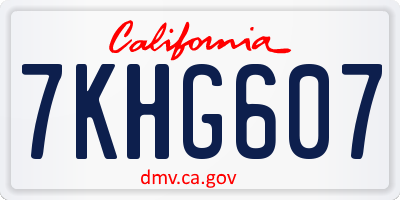 CA license plate 7KHG607