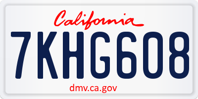 CA license plate 7KHG608