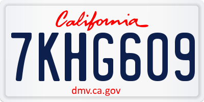 CA license plate 7KHG609