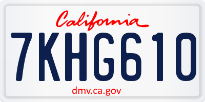 CA license plate 7KHG610