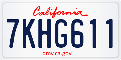 CA license plate 7KHG611