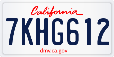 CA license plate 7KHG612