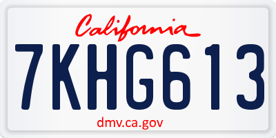 CA license plate 7KHG613
