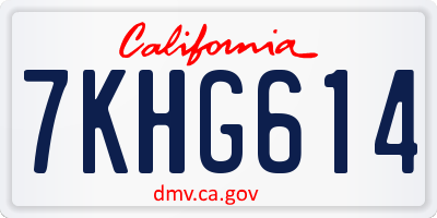 CA license plate 7KHG614