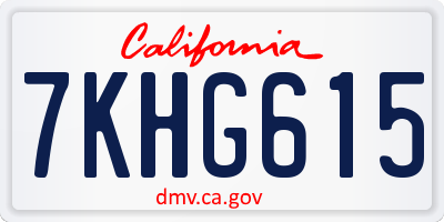 CA license plate 7KHG615