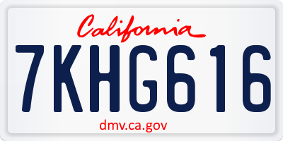 CA license plate 7KHG616