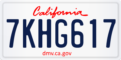 CA license plate 7KHG617