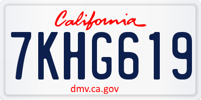 CA license plate 7KHG619