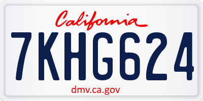 CA license plate 7KHG624