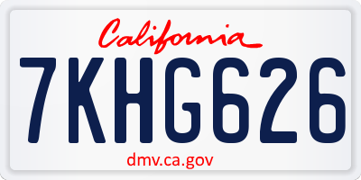 CA license plate 7KHG626
