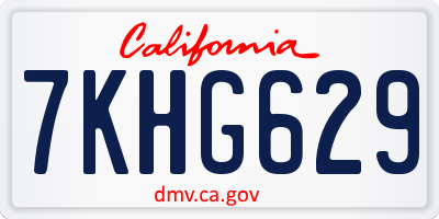 CA license plate 7KHG629