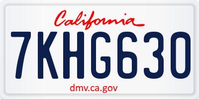CA license plate 7KHG630