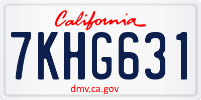 CA license plate 7KHG631