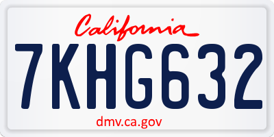 CA license plate 7KHG632