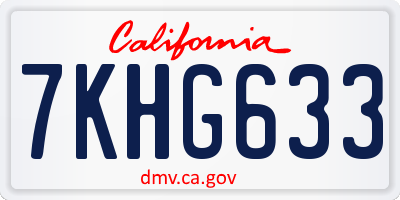 CA license plate 7KHG633