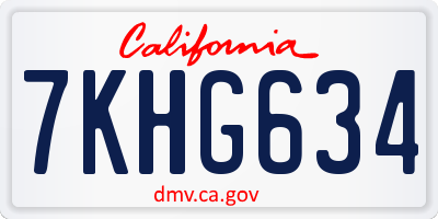 CA license plate 7KHG634