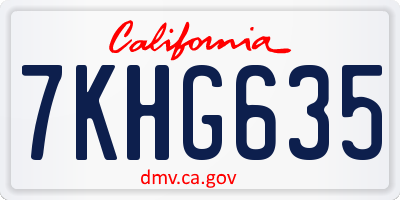 CA license plate 7KHG635