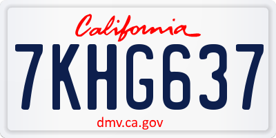 CA license plate 7KHG637