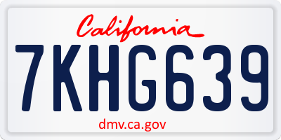 CA license plate 7KHG639