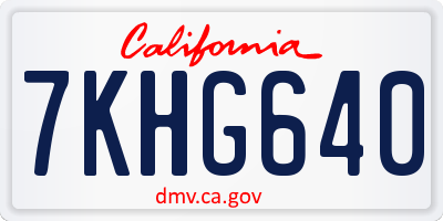 CA license plate 7KHG640