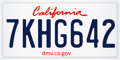 CA license plate 7KHG642