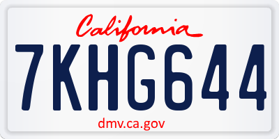 CA license plate 7KHG644