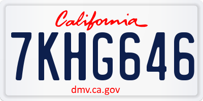 CA license plate 7KHG646