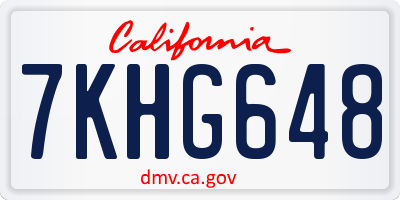 CA license plate 7KHG648
