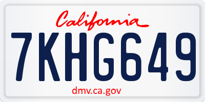 CA license plate 7KHG649