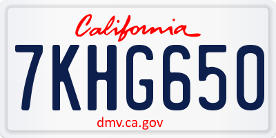 CA license plate 7KHG650